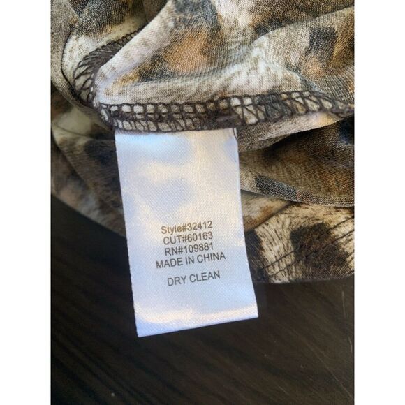 Oleg Cassini Animal Print Cocktail Event Dress Medium Belted‎ Faux Wrap Mini Mob - Picture 6 of 13